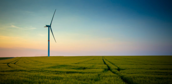 Eolienne dans un champ.